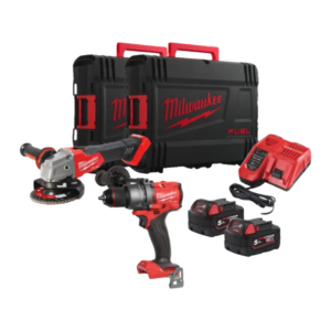 Σετ 2 Εργαλείων M18 FUEL FPP2E3-502X Milwaukee με κρουστικό δράπανο, γωνιακό τροχό, μπαταρίες 5.0Ah και βαλίτσες μεταφοράς.